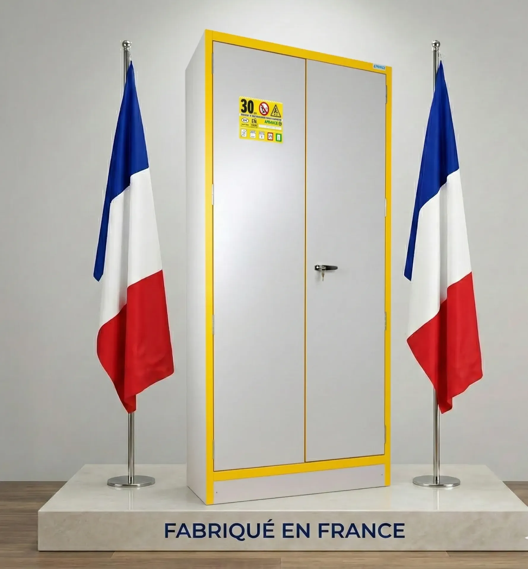 [3035E] Armoire de sécurité pour produit inflammable 30 minutes.Capacité de stockage 250 Litres Capacité totale de rétention 77 Litres