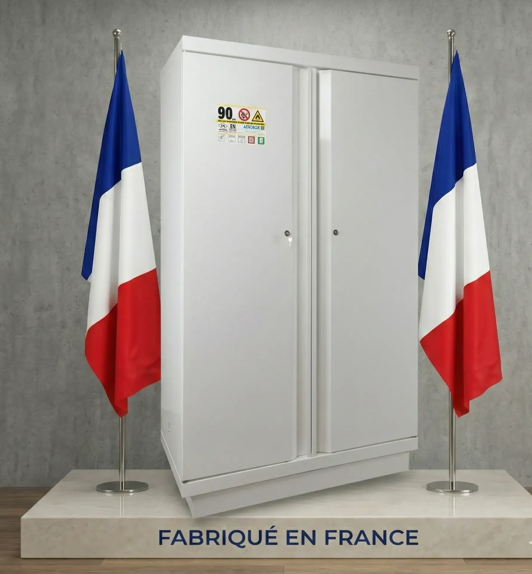 [795E] Armoire de sécurité pour produit inflammable 90 minutes. Capacité de stockage 250 Litres Capacité totale de rétention 77 Litres
