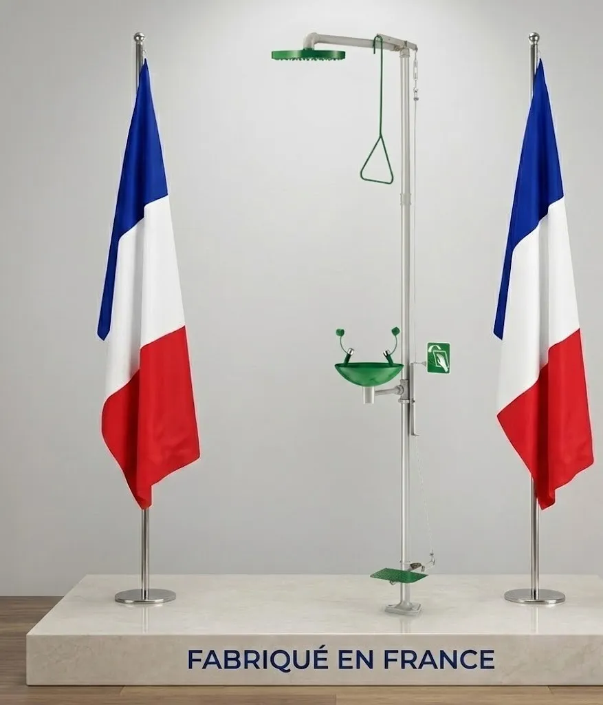 [DLP64] Combiné douche laveur d'yeux sur pied pour usage intérieur ou extérieur
